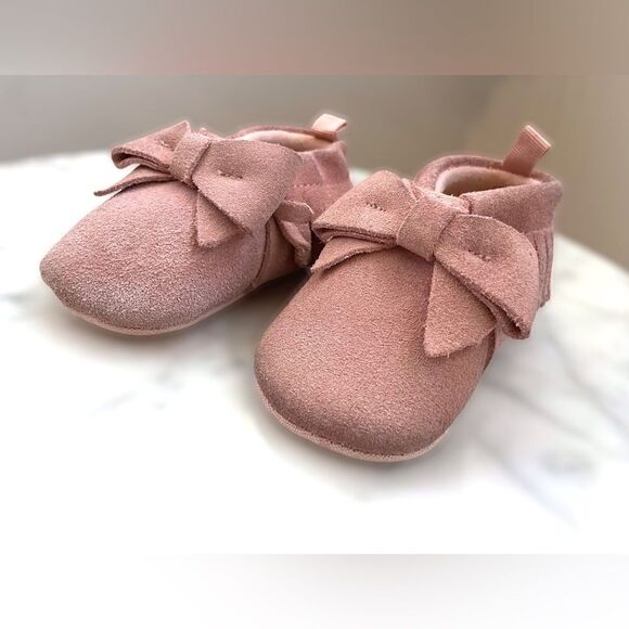 Baby Gap Pink Suede Crib Shoes 6-12 Months - Picture 12 of 13